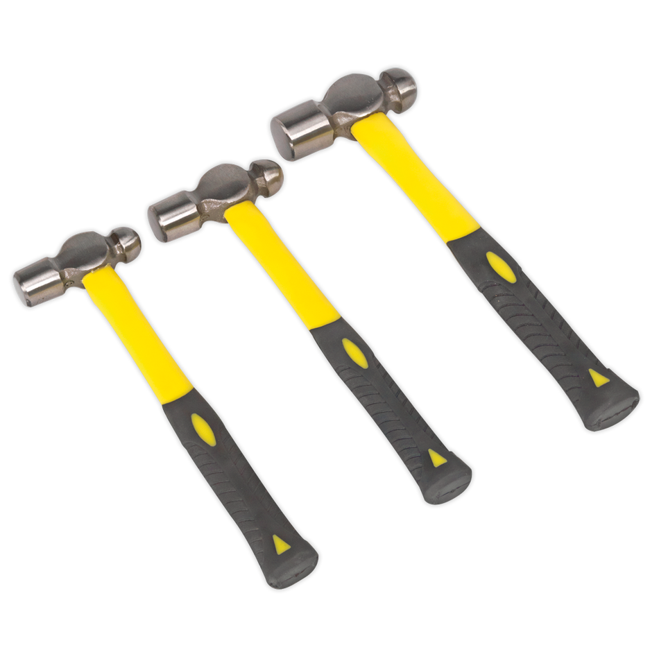 Sealey AK2031 3pc Ball Pein Hammer Set with Fibreglass Shafts