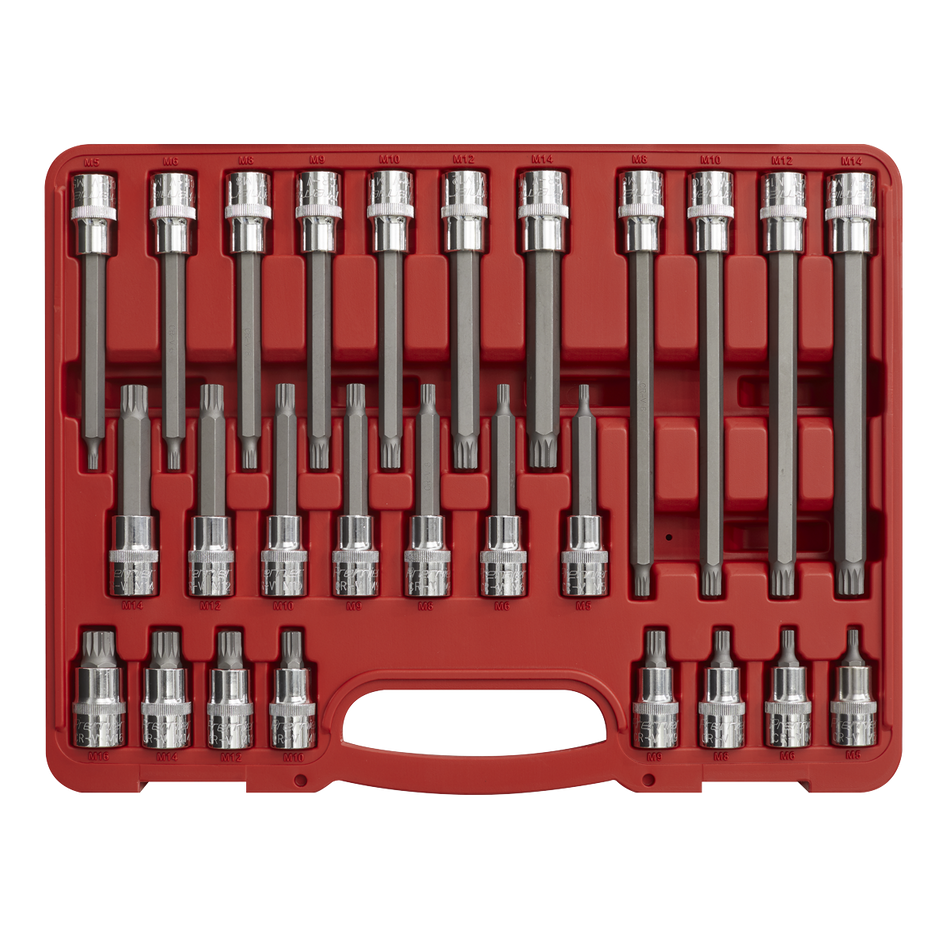 Sealey AK2195 26pc 1/2"Sq Drive Spline Socket Bit Set