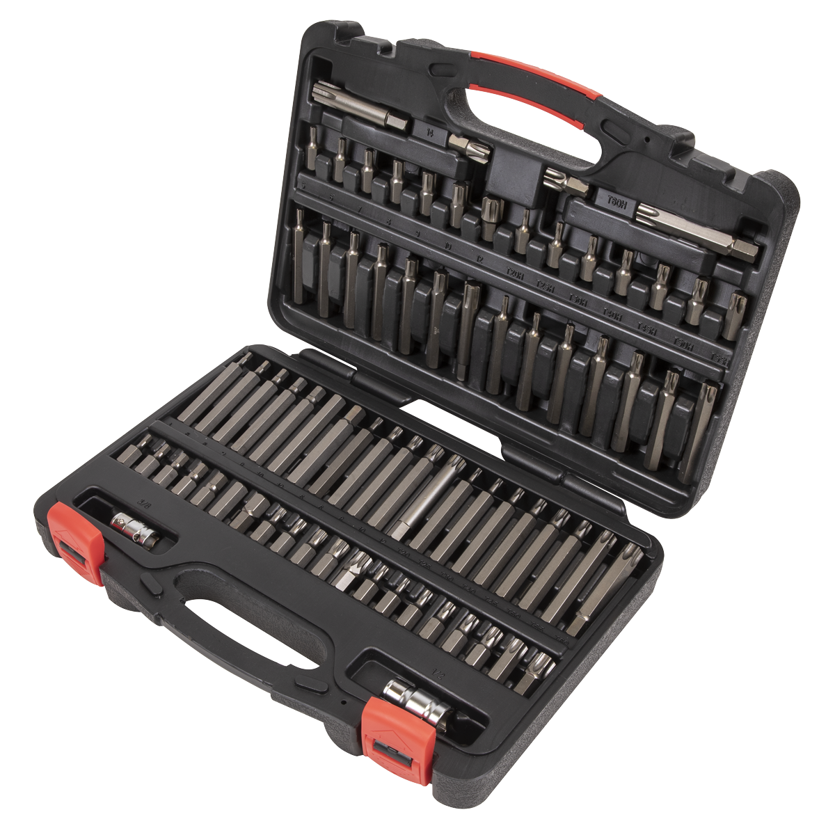 Sealey AK21974P 74pc 3/8" & 1/2"Sq Drive TRX-Star*/Security TRX-Star*/Hex/Ribe/Spline Bit Set