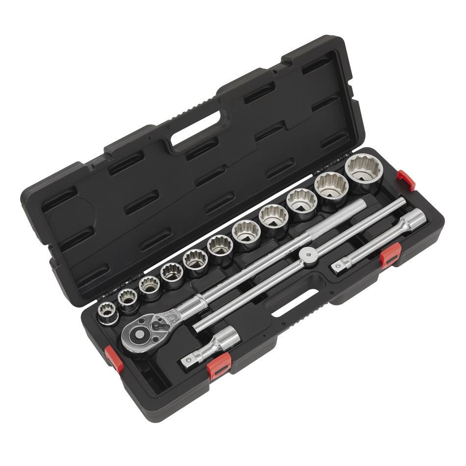 Sealey AK2583 Socket Set 3/4"Sq Drive 12-point WallDrive 15pc Metric