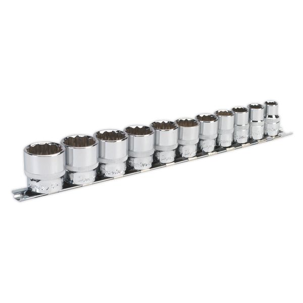 Sealey AK2672 11pc 3/8"Sq Drive 12pt WallDrive√Ç¬Æ Socket Set - Imperial