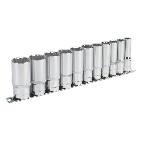 Sealey AK2673 11pc 3/8"Sq Drive 12pt Deep WallDrive‚àö√á¬¨√Ü Socket Set - Imperial