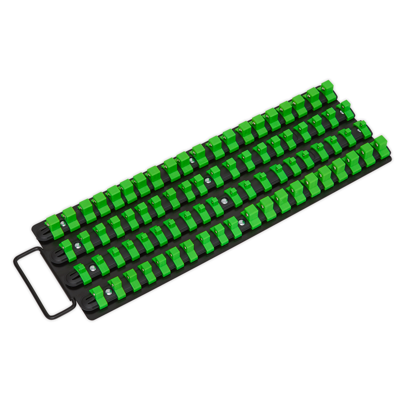Sealey AK27051HV 1/4", 3/8" & 1/2"Sq Drive Socket Rail Tray - Hi-Vis Green