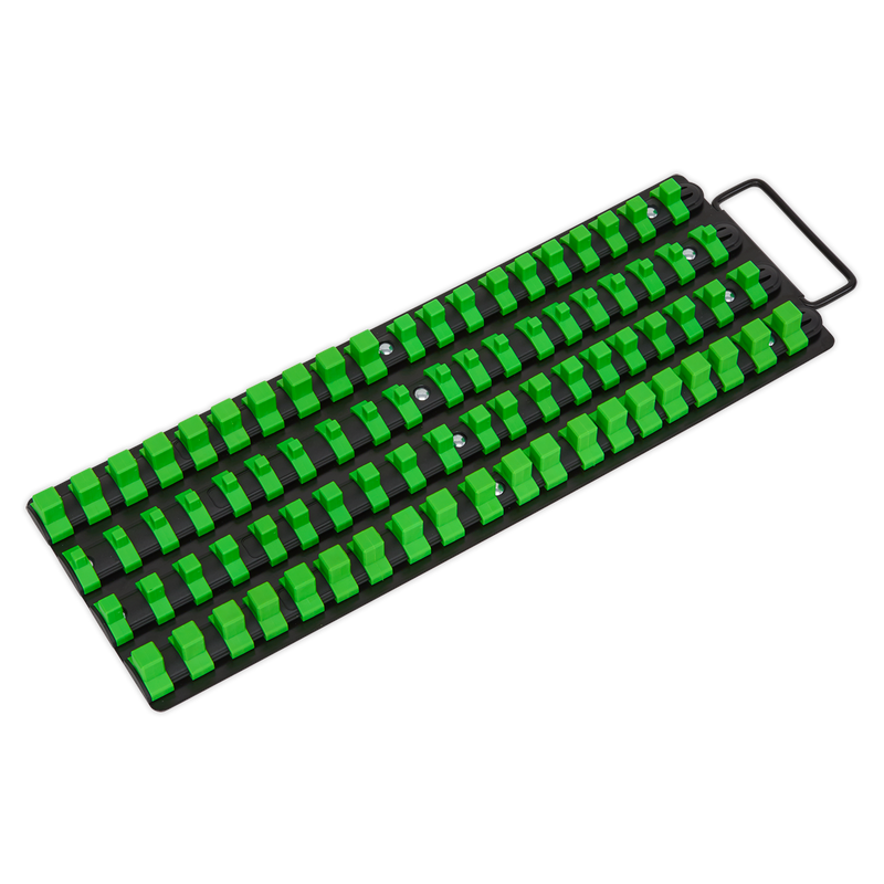 Sealey AK27051HV 1/4", 3/8" & 1/2"Sq Drive Socket Rail Tray - Hi-Vis Green