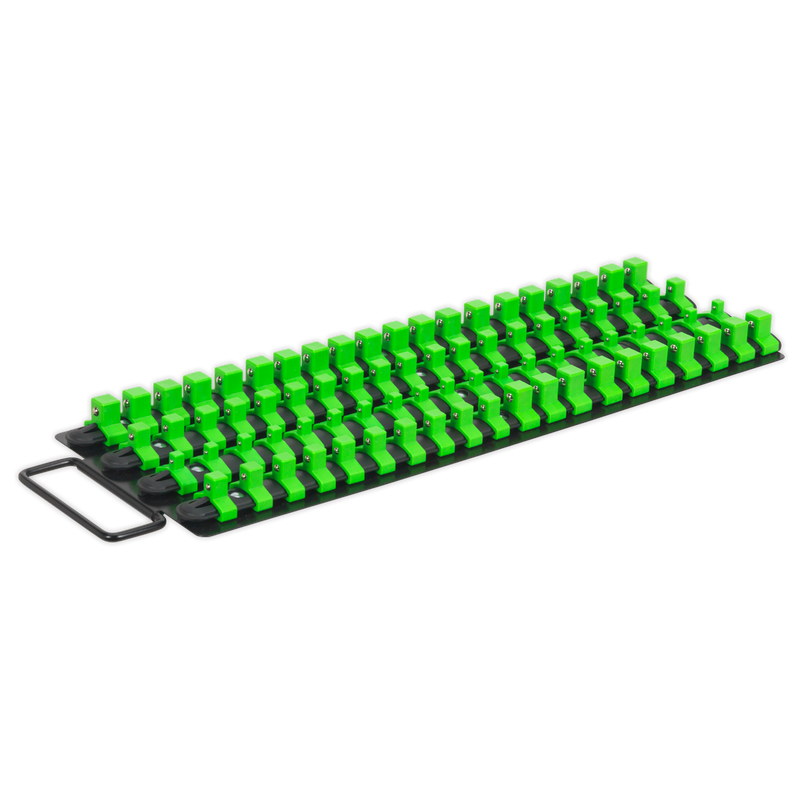 Sealey AK27051HV 1/4", 3/8" & 1/2"Sq Drive Socket Rail Tray - Hi-Vis Green
