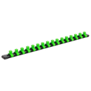 Sealey AK27053HV 3/8"Sq Drive Socket Retaining Rail with 16 Clips - Hi-Vis Green