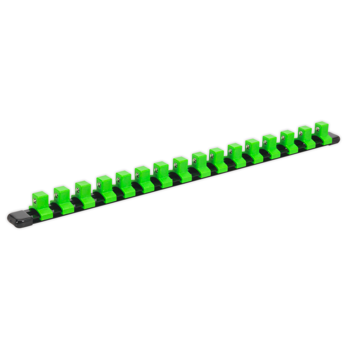 Sealey AK27054HV 1/2"Sq Drive Socket Retaining Rail with 16 Clips - Hi-Vis Green