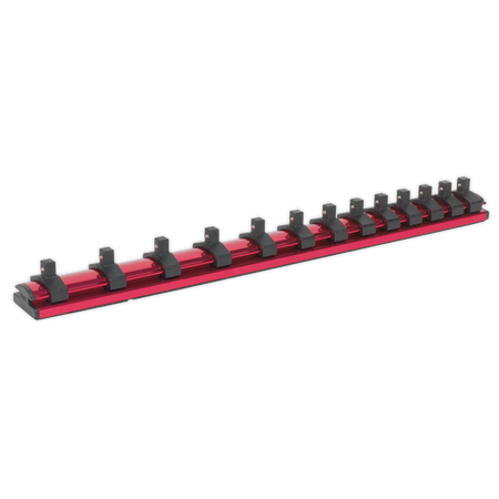 Sealey AK27082 1/4"Sq Drive Magnetic Socket Retaining Rail with 13 Clips