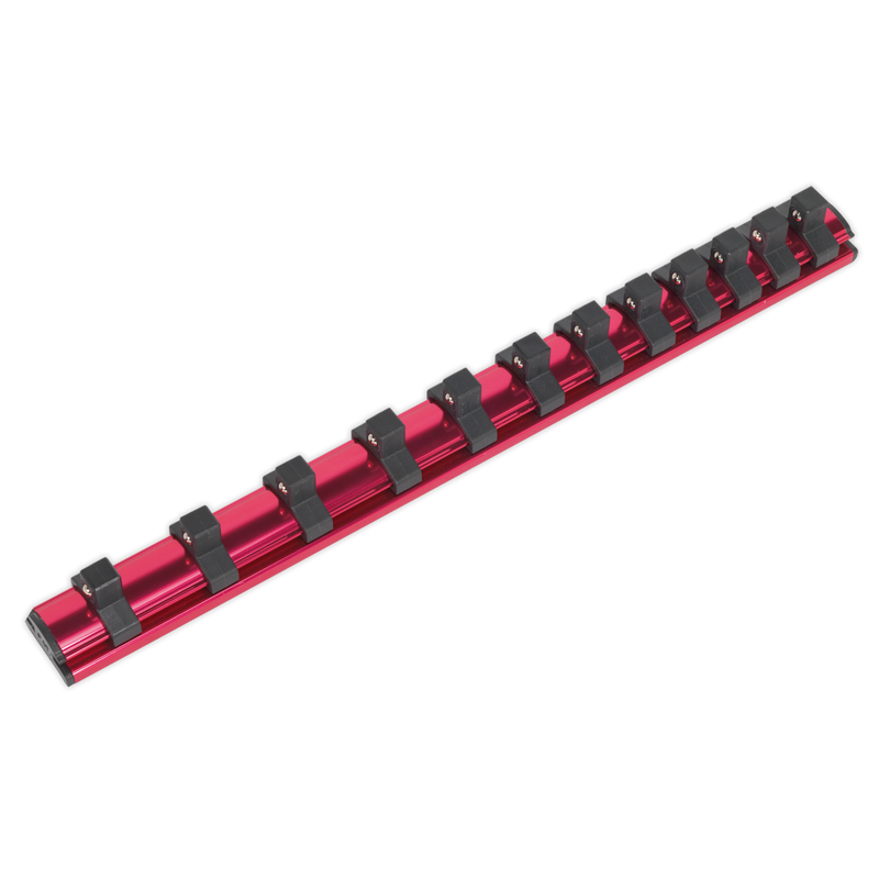 Sealey AK27083 3/8"Sq Drive Magnetic Socket Retaining Rail with 12 Clips