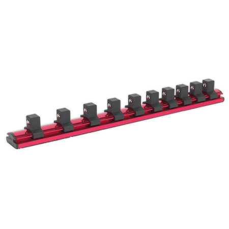 Sealey AK27084 1/2"Sq Drive Magnetic Socket Retaining Rail with 10 Clips