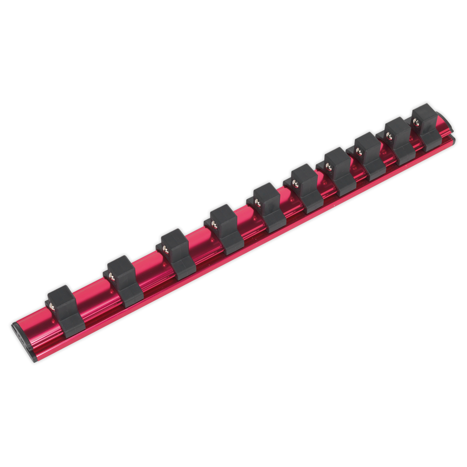 Sealey AK27084 1/2"Sq Drive Magnetic Socket Retaining Rail with 10 Clips