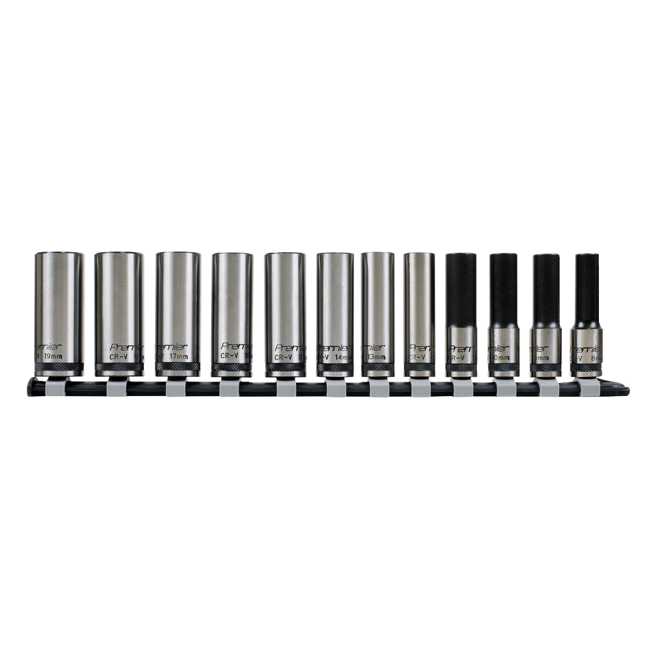 Sealey AK2744B 12pc 3/8"Sq Drive Deep Lock-On‚àö¬¢‚Äö√Ñ√ª¬¨¬¢ Socket Set - Black Series