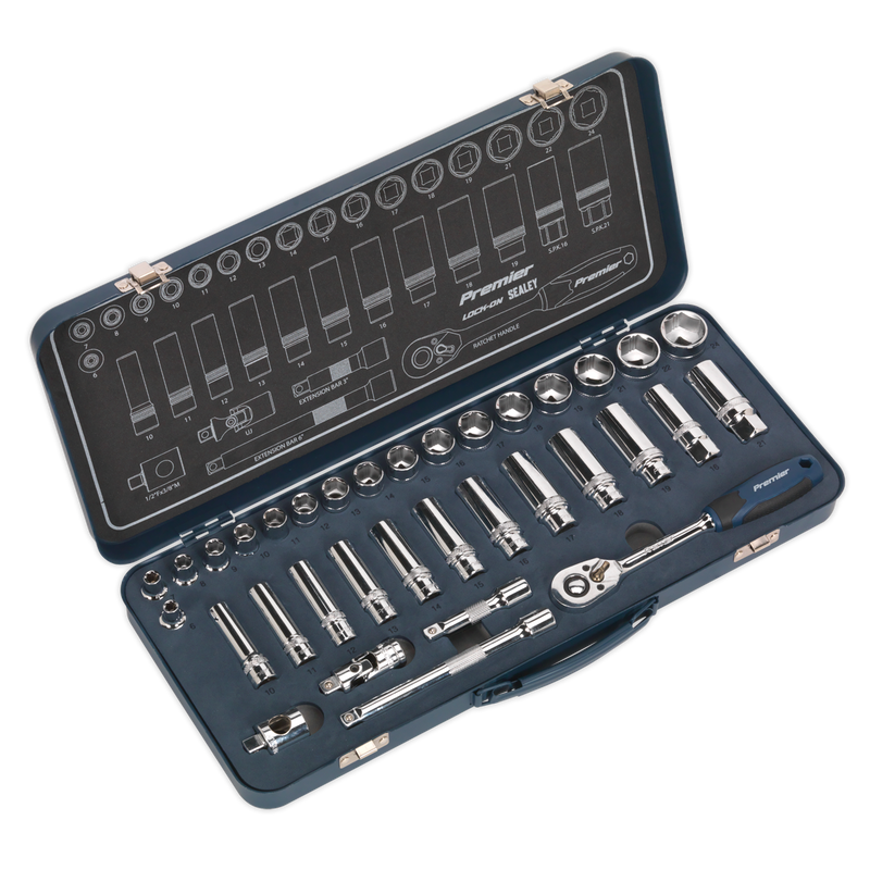 Sealey AK27481 34pc 3/8"Sq Drive Lock-On√¢‚Äû¬¢ Socket Set