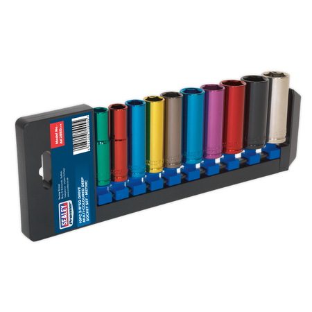 Sealey AK285D 10pc 3/8"Sq Drive Deep Multi-Coloured Socket Set