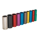 Sealey AK285D 10pc 3/8"Sq Drive Deep Multi-Coloured Socket Set