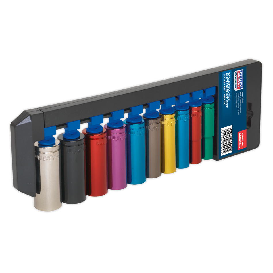 Sealey AK285D 10pc 3/8"Sq Drive Deep Multi-Coloured Socket Set