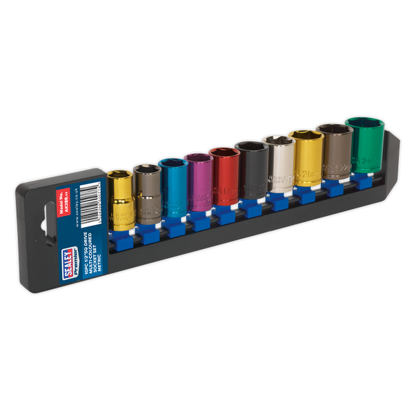 Sealey AK288 10pc 1/2"Sq Drive Multi-Coloured Socket Set