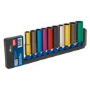 Sealey AK288D 10pc 1/2"Sq Drive Deep Multi-Coloured Socket Set