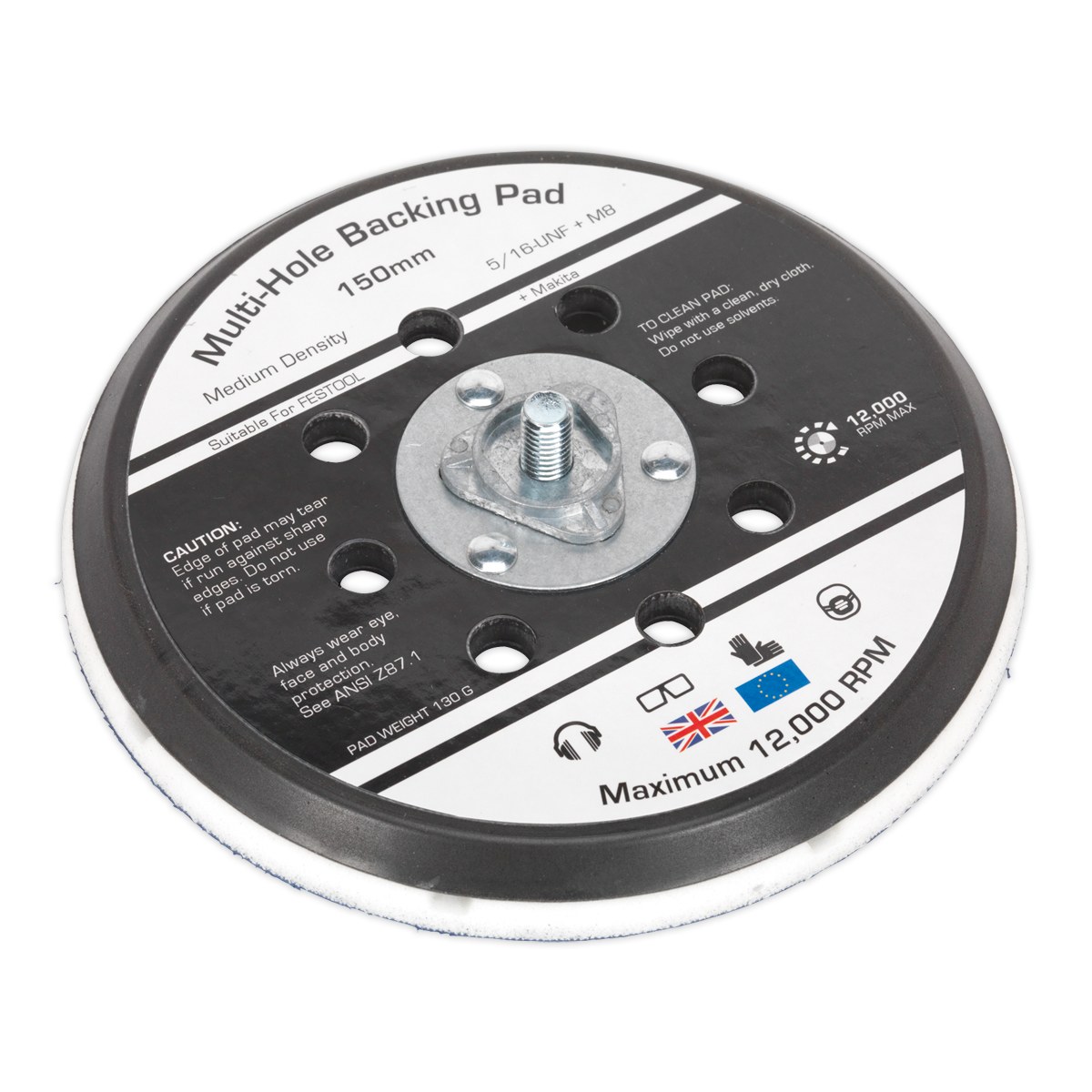 Sealey AK289 150mm Universal Dust-Free Stick-On DA Backing Pad 5/16"UNF & M8
