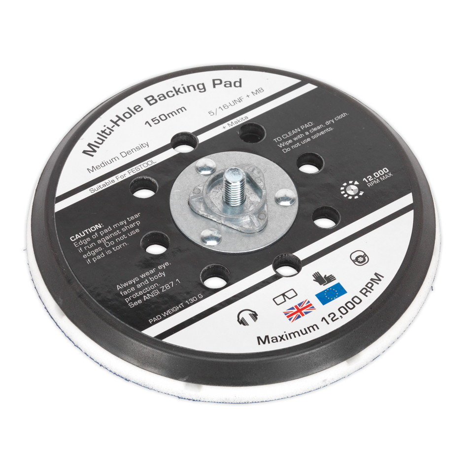 Sealey AK289 150mm Universal Dust-Free Stick-On DA Backing Pad 5/16"UNF & M8