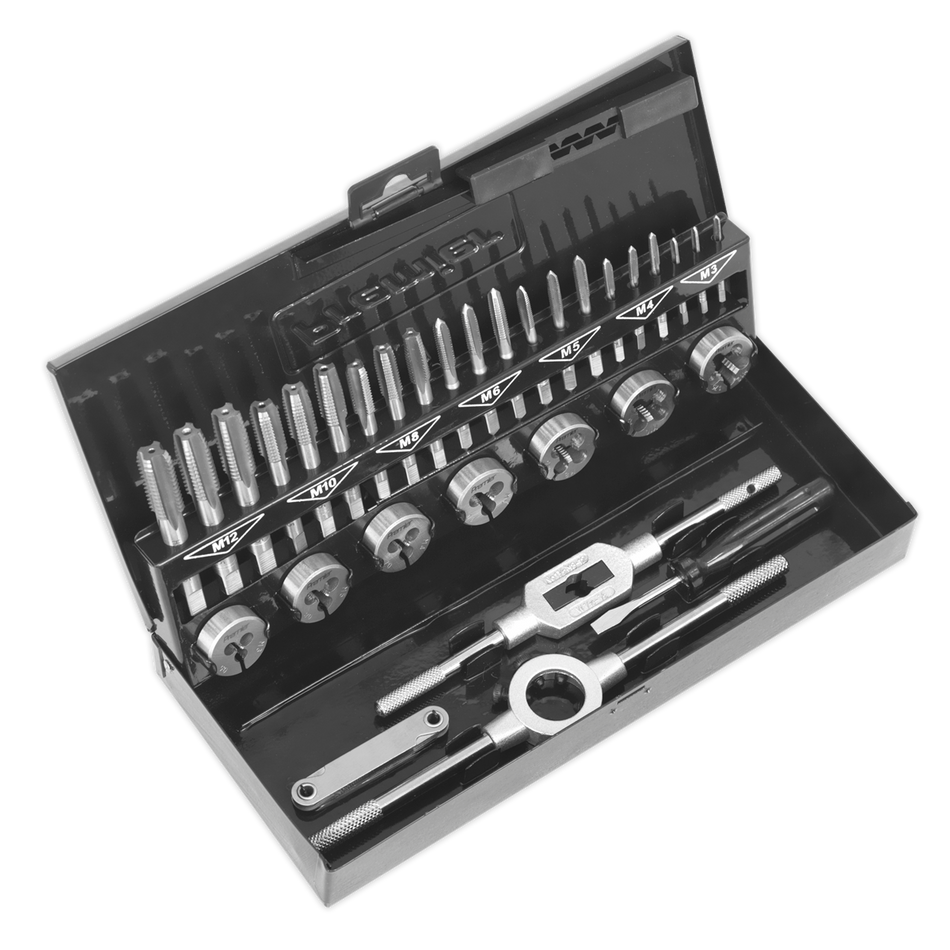 Sealey AK3015HSS 32pc Professional Tap & Die Set Split Dies - Metric HSS 4341