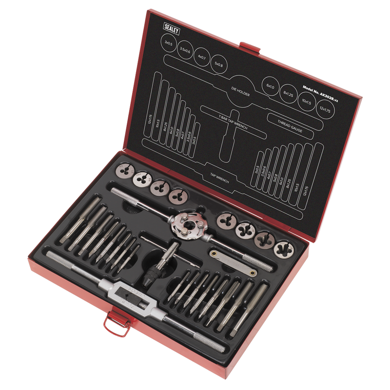 Sealey AK3028 28pc Mechanic√¢‚Ç¨‚Ñ¢s Tap & Die Set Split Dies - Metric