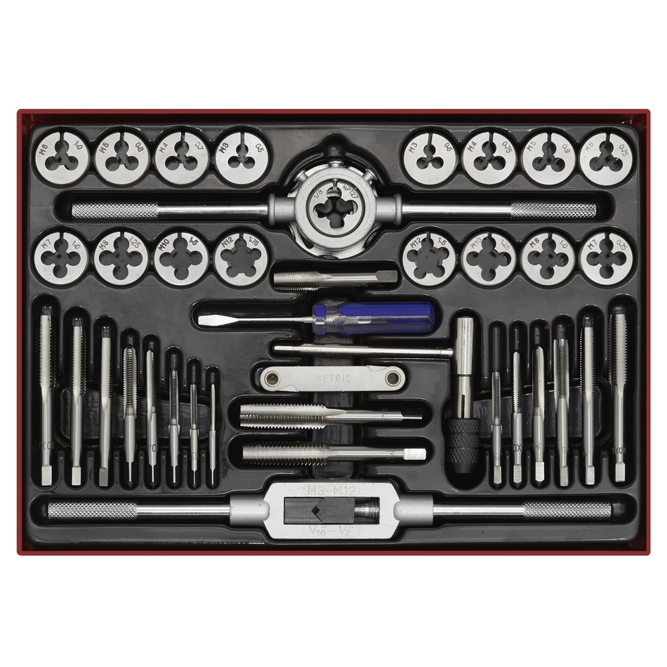 Sealey AK3040 40pc Tap & Die Set Split Dies - Metric