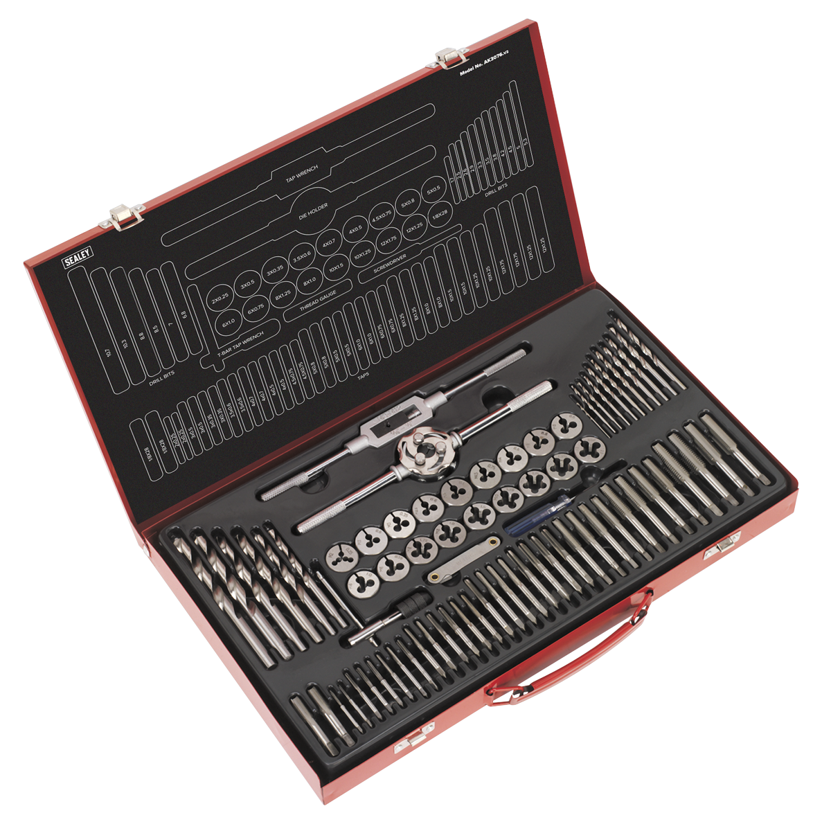 Sealey AK3076 76pc Tap & Die Set Split Dies - Metric