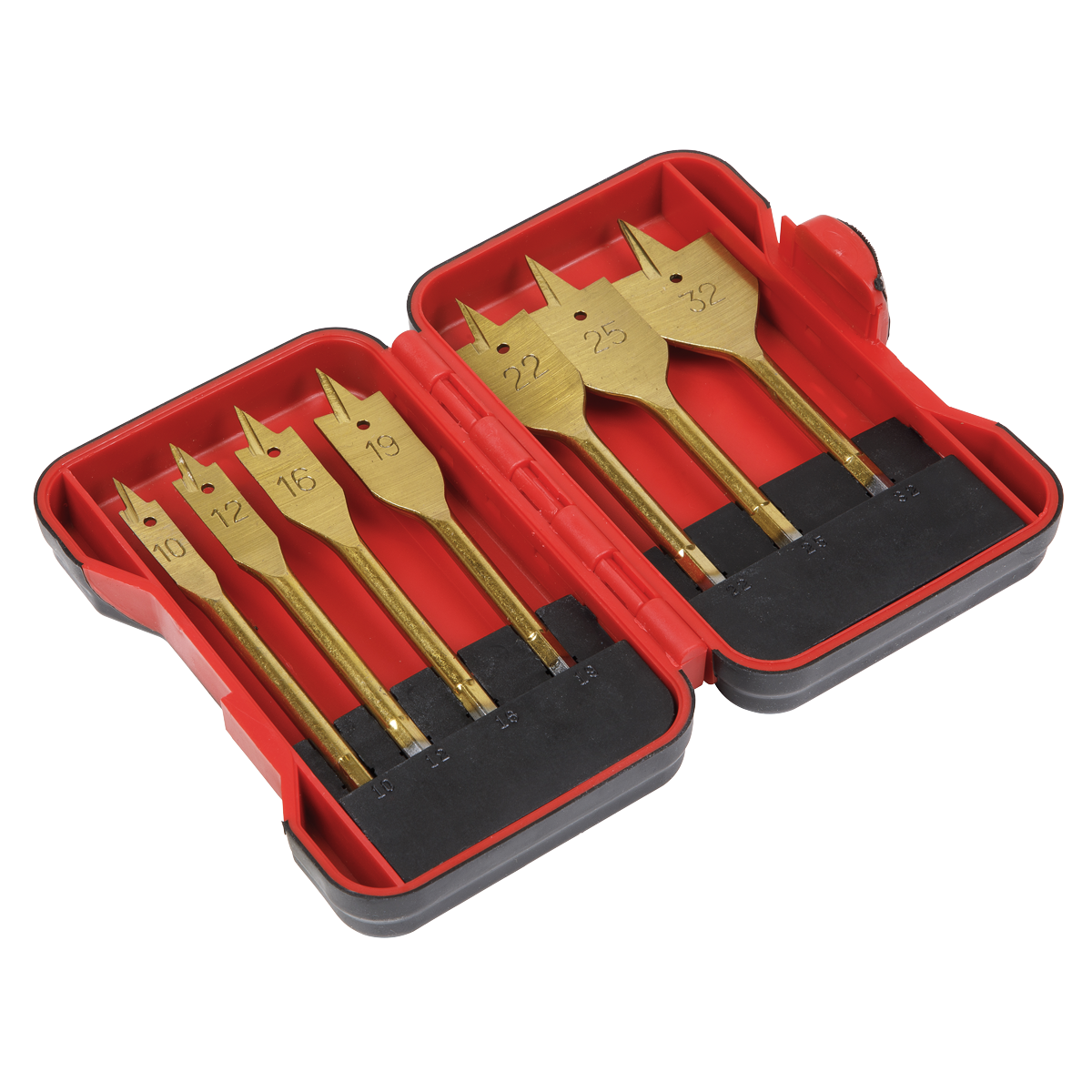 Sealey AK3707FW 7pc 1/4"Hex Shank Flat Wood Drill Bit Set