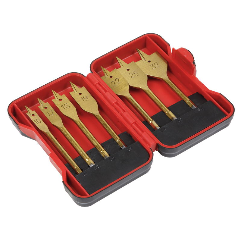 Sealey AK3707FW 7pc 1/4"Hex Shank Flat Wood Drill Bit Set