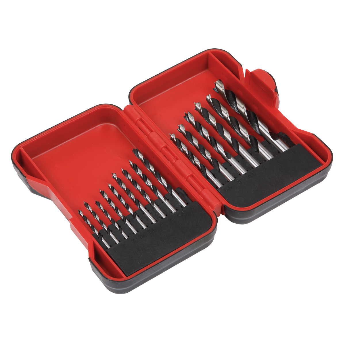 Sealey AK3715W 15pc Brad Point Wood Drill Bit Set