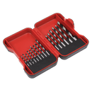 Sealey AK3715W 15pc Brad Point Wood Drill Bit Set