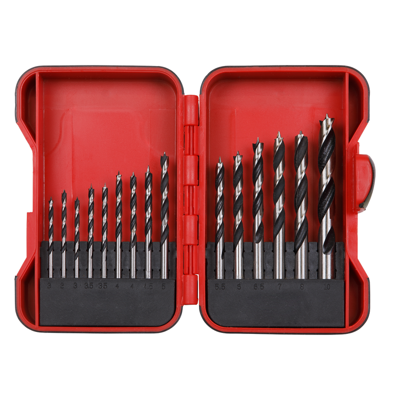 Sealey AK3715W 15pc Brad Point Wood Drill Bit Set
