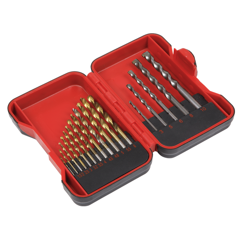 Sealey AK3717TCM 17pc HSS/Masonry Drill Bit Set