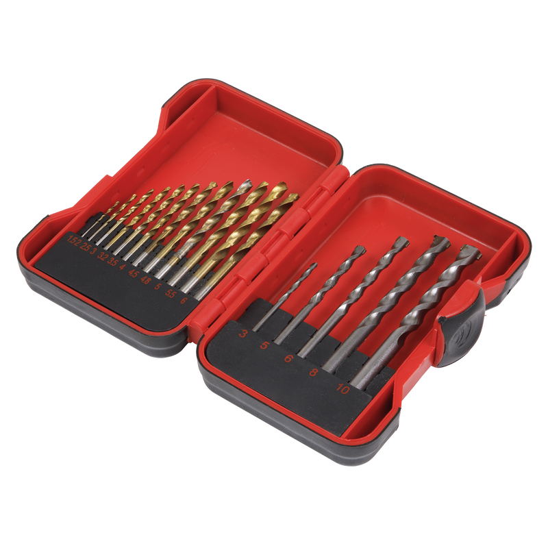 Sealey AK3717TCM 17pc HSS/Masonry Drill Bit Set