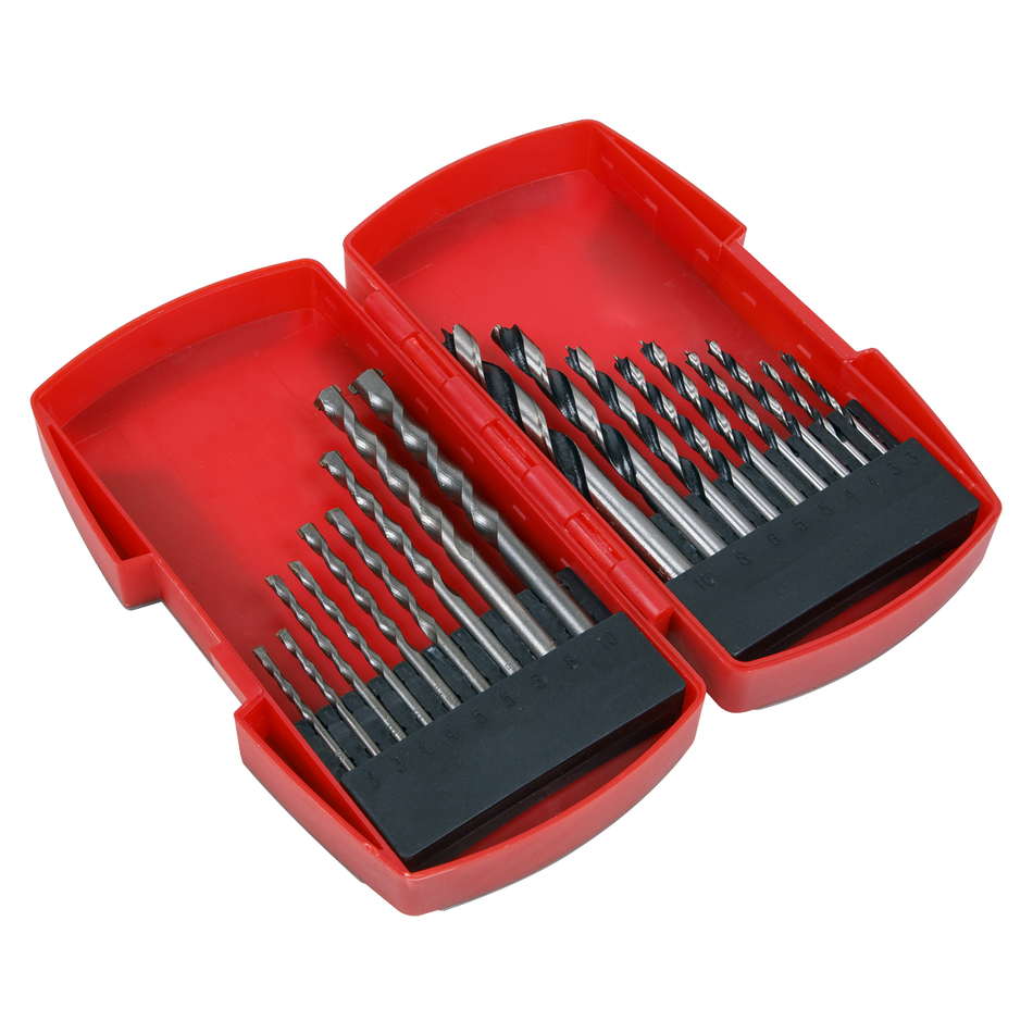 Sealey AK3718MW Wood/Masonry Drill Bit Set 18pc