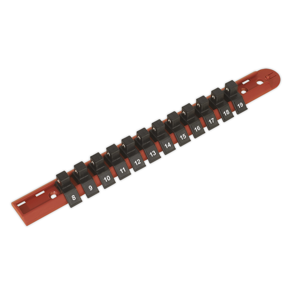 Sealey AK3812 3/8"Sq Drive Socket Retaining Rail with 12 Clips
