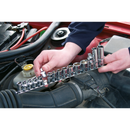 Sealey AK3814 3/8"Sq Drive Socket Retaining Rail with 14 Clips