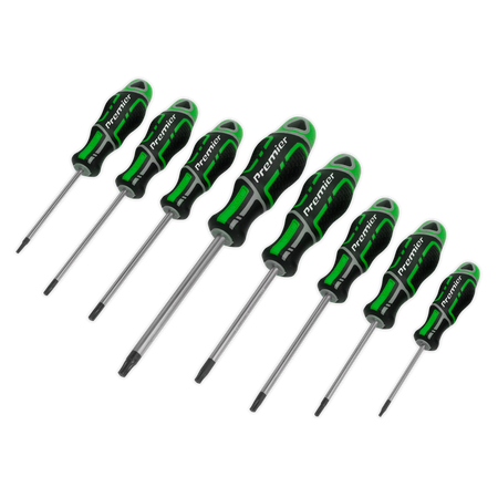 Sealey AK4323HV 8pc GripMAX‚àö√á¬¨√Ü Security TRX-Star* Screwdriver Set - Hi-Vis Green