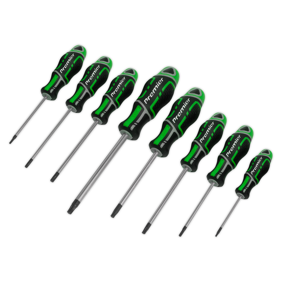 Sealey AK4323HV 8pc GripMAX‚àö√á¬¨√Ü Security TRX-Star* Screwdriver Set - Hi-Vis Green