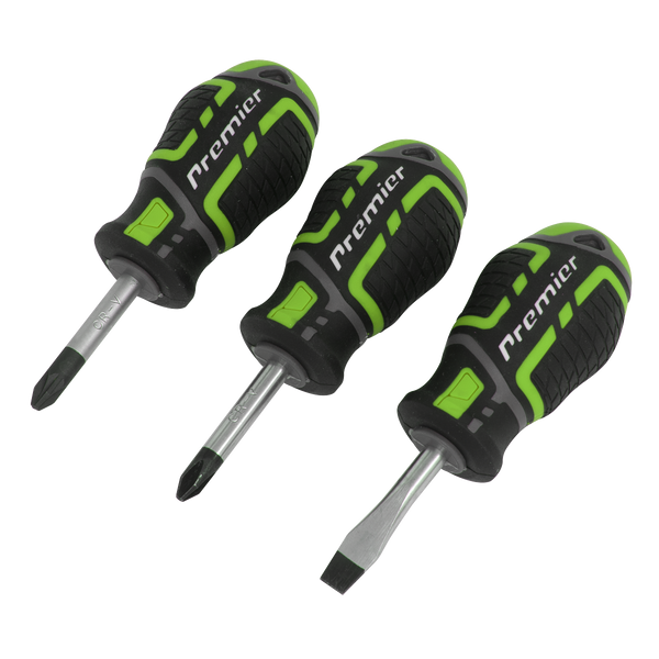 Sealey AK4328HV Screwdriver Set 3pc GripMAX Stubby - Hi Vis