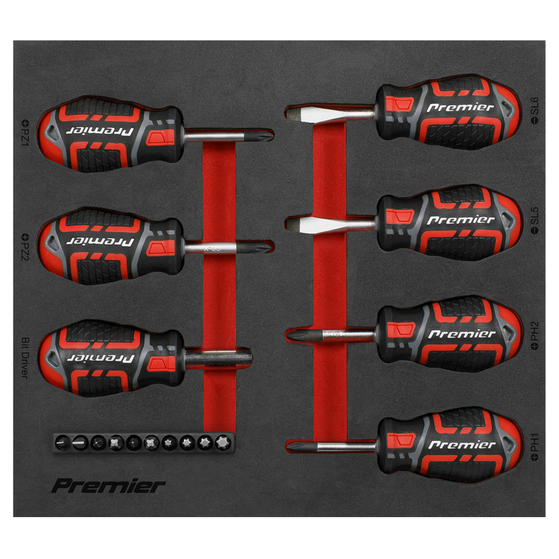 Sealey AK4371 Stubby Screwdriver Set 17pc GripMAX