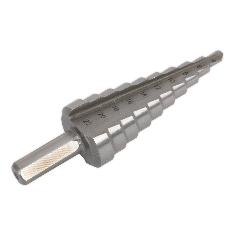 Sealey AK4722 4-22mm Double Flute HSS M2 Step Drill Bit