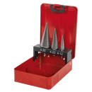Sealey AK4733 3pc Double Flute HSS M2 Step Drill Bit Set