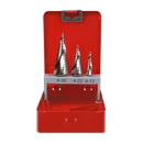 Sealey AK4743 3pc Spiral Flute HSS M2 Step Drill Bit Set