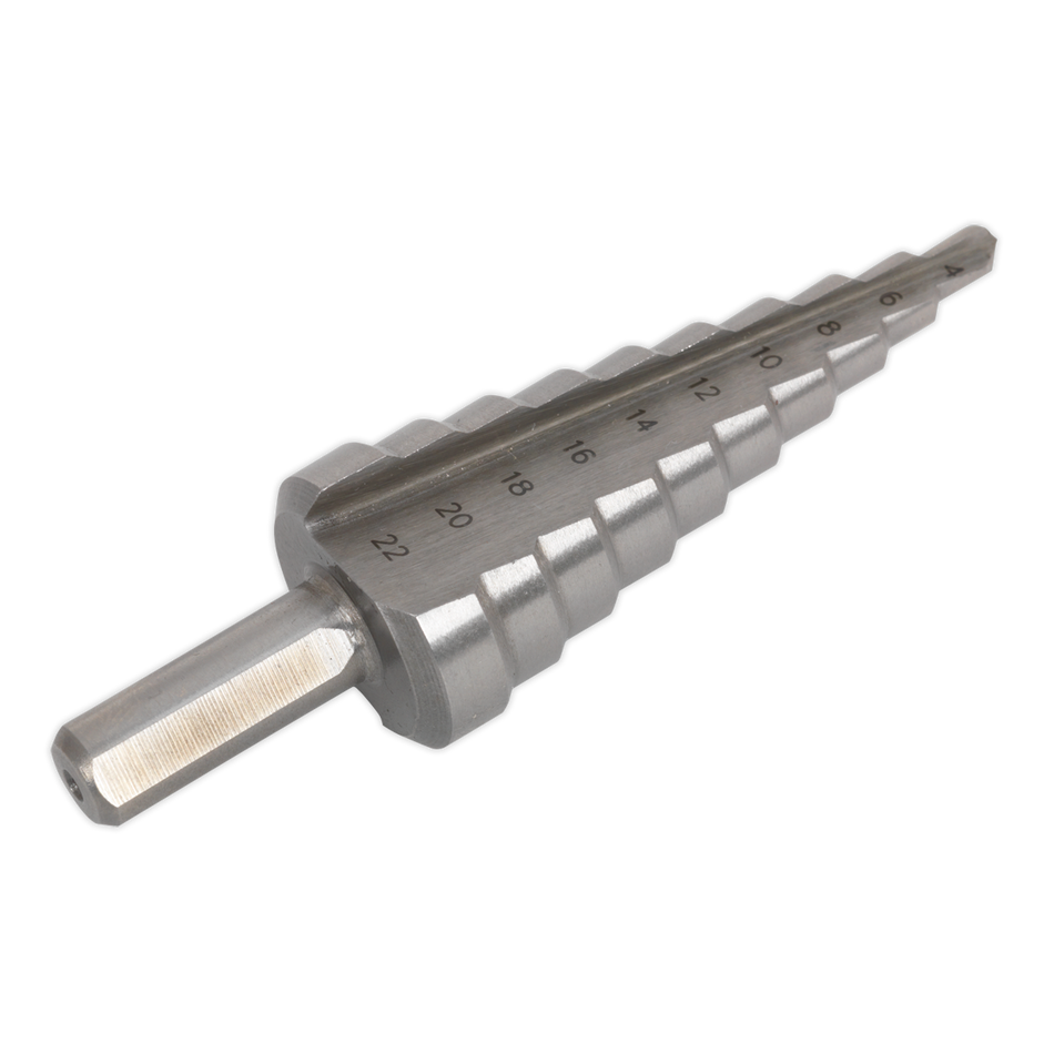 Sealey AK4744 4-22mm Double Flute HSS 4341 Step Drill Bit