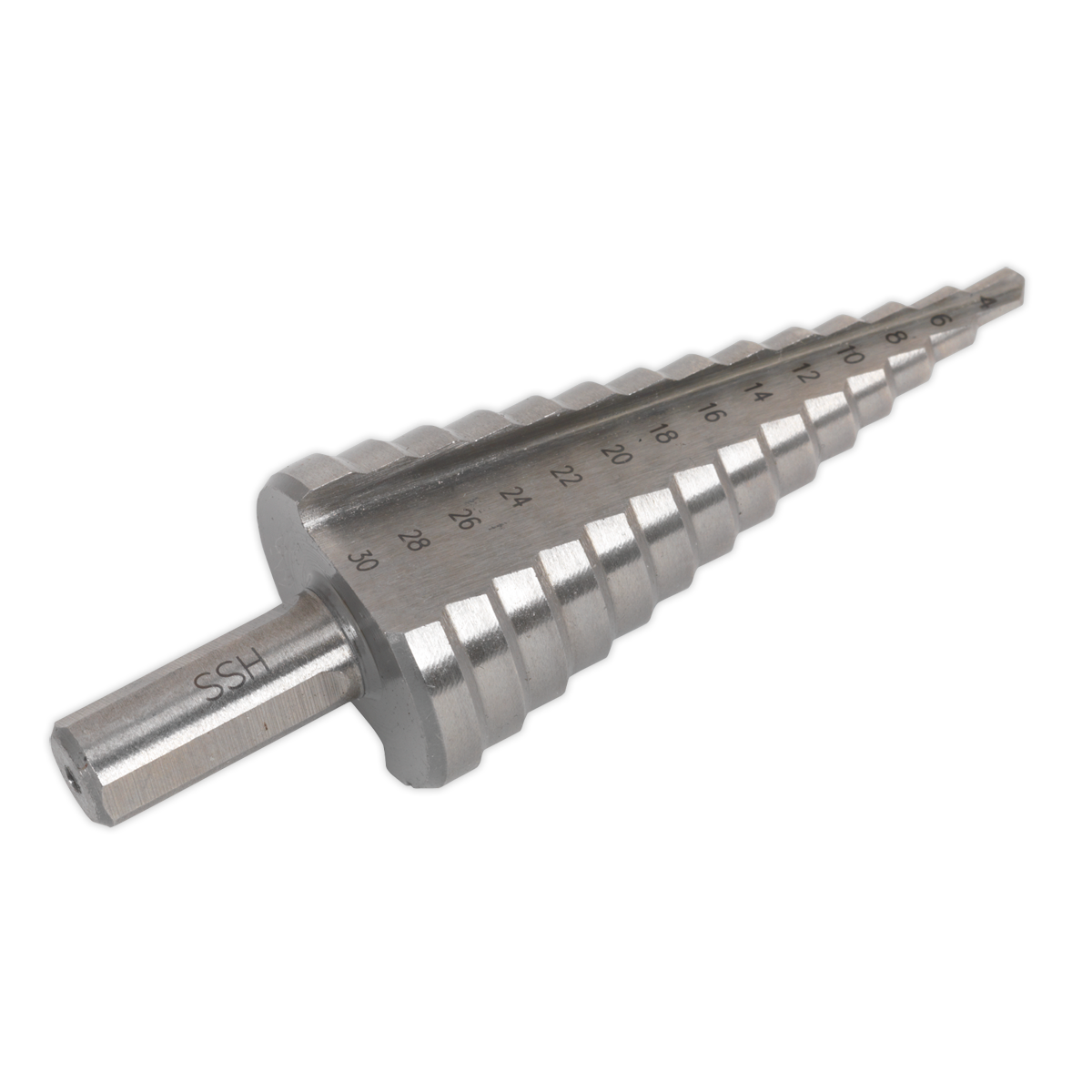 Sealey AK4745 4-30mm Double Flute HSS 4341 Step Drill Bit