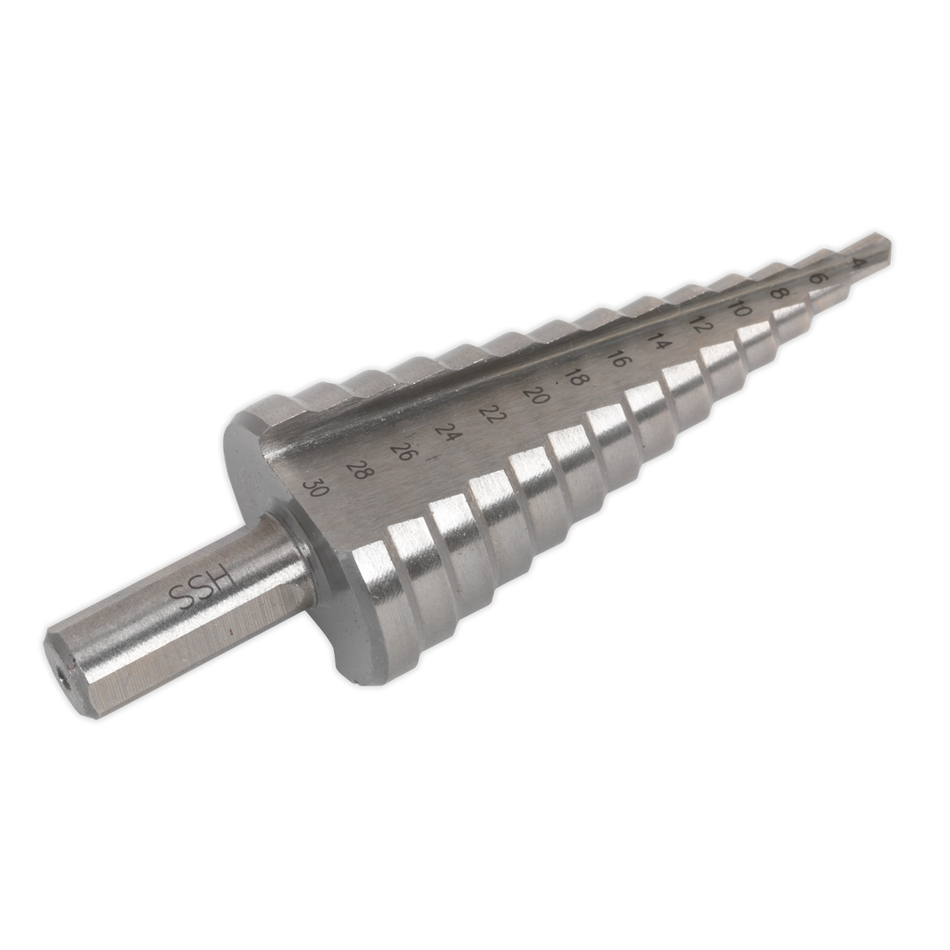 Sealey AK4745 4-30mm Double Flute HSS 4341 Step Drill Bit