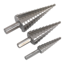 Sealey AK4746 3pc Double Flute HSS 4341 Step Drill Bit Set