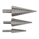 Sealey AK4746 3pc Double Flute HSS 4341 Step Drill Bit Set